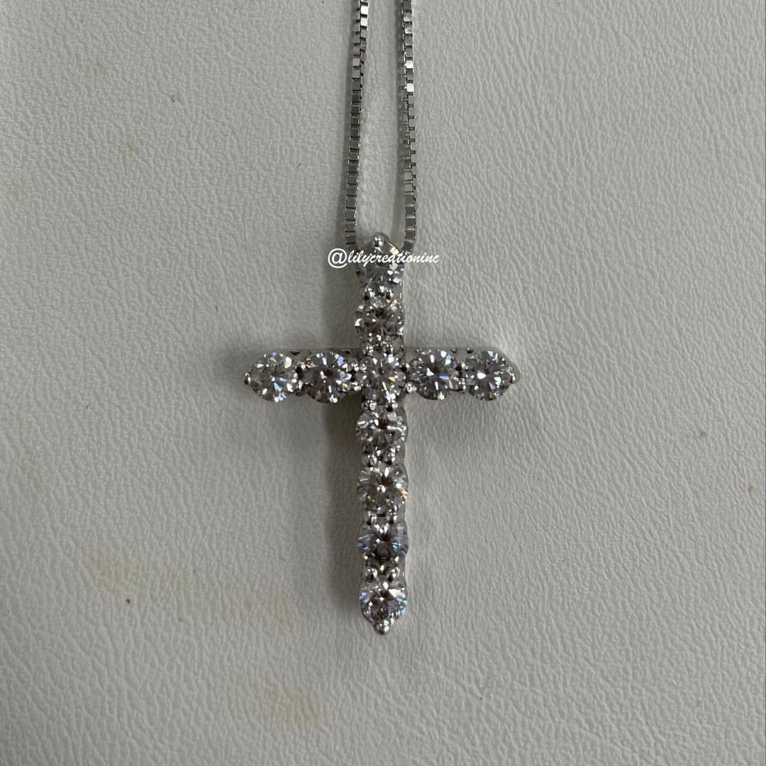 4 Carat Natural Diamond Cross Pendant 14K Gold
