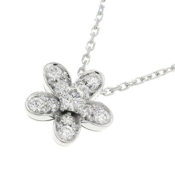 Van Cleef & Arpels Socrates Diamond Pendant Necklace 18K White Gold 40cm 16”
