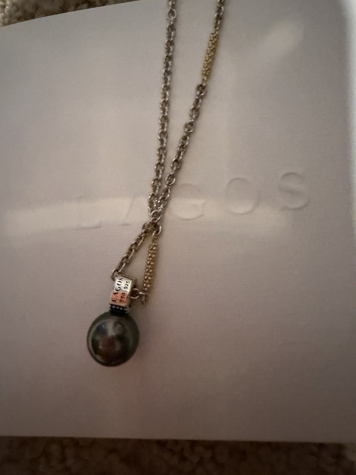 🆕LAGOS LUNA Two-Tone TAHITIAN BLACK PEARL Pendant Necklace