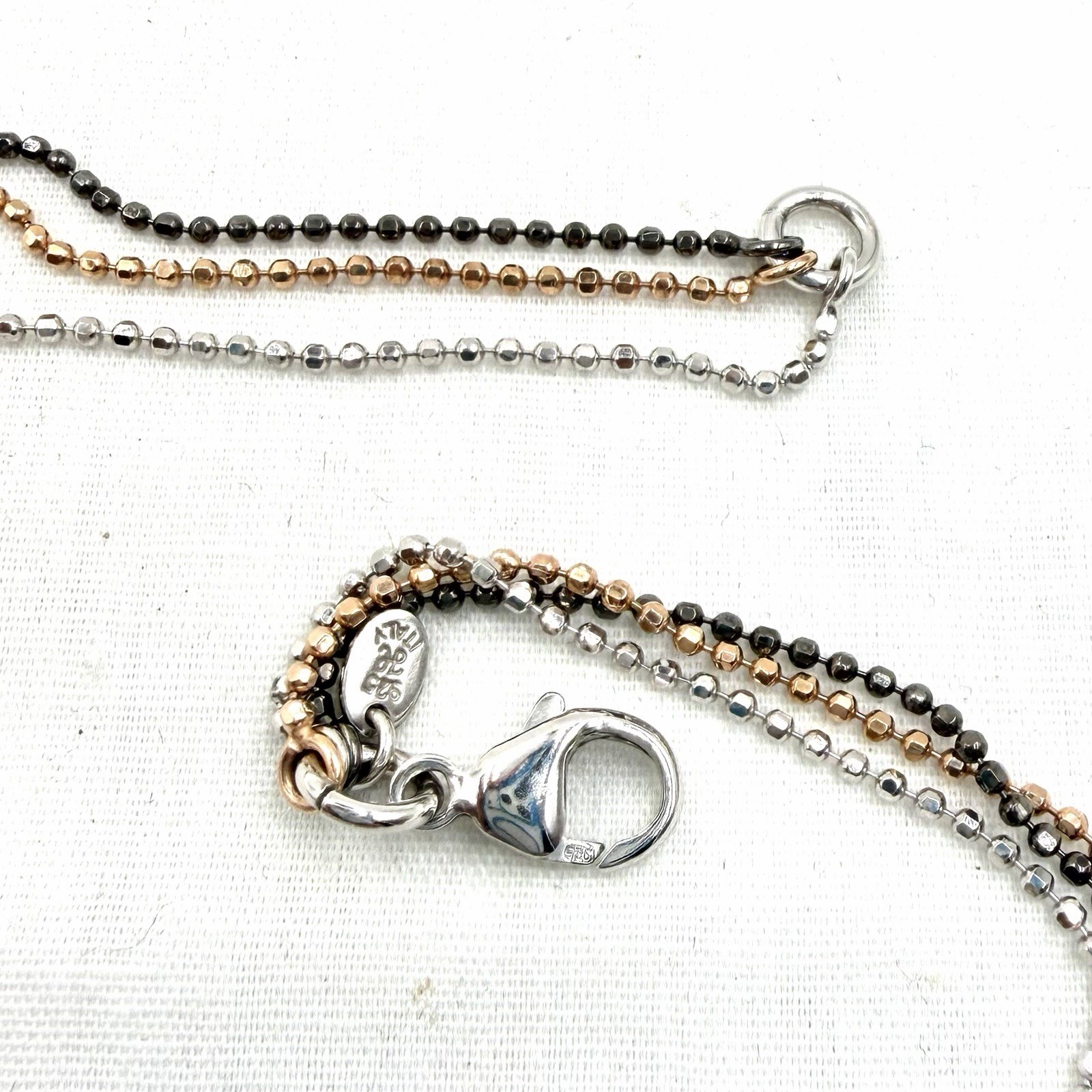Honora Pearl Ming Triple Strand Chain Sterling Silver Rose Gold Black
