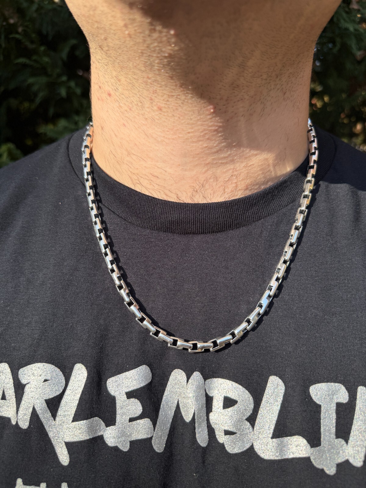 Handmade Custom 6mm Bullet Rolo Chain Necklace Real 925 Sterling Silver Oxidized