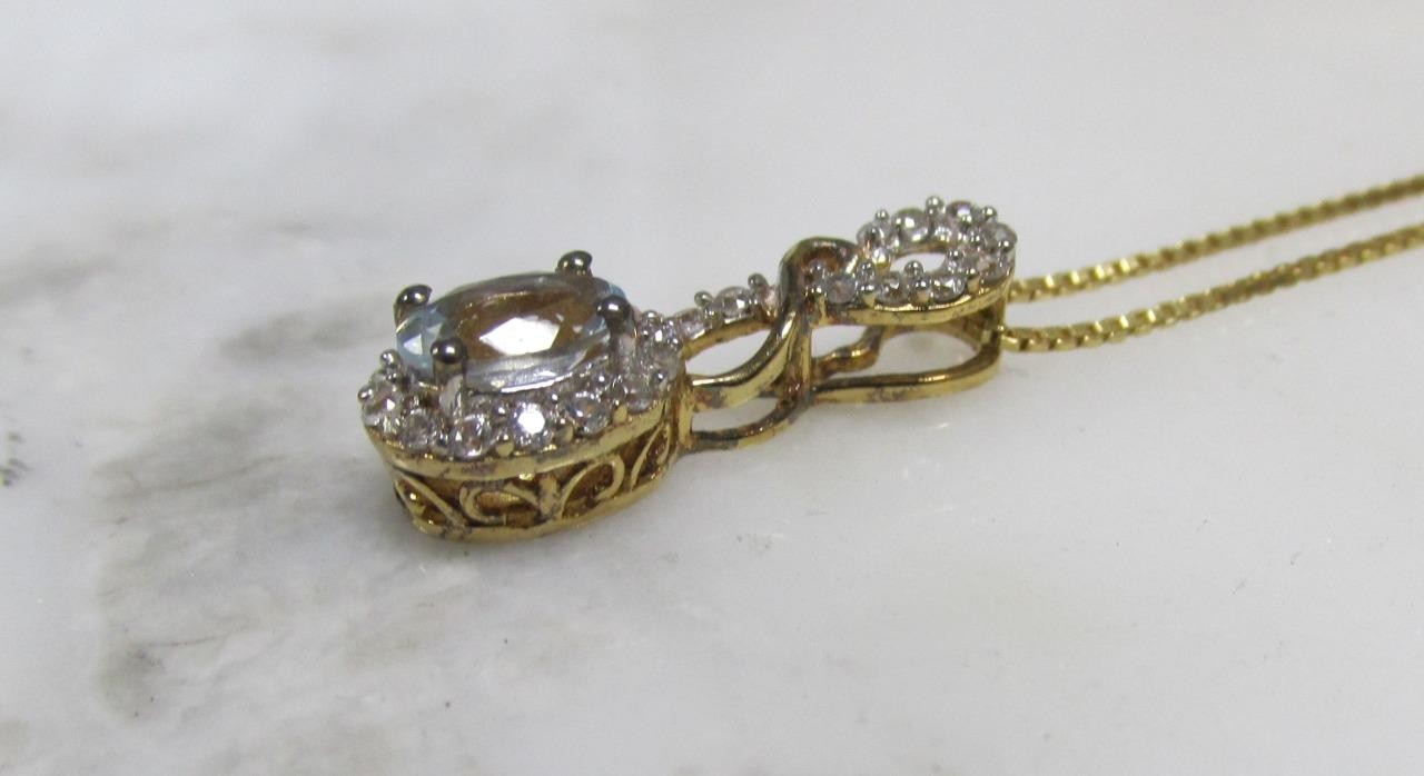 D’Joy Unknown Stones Sterling Silver Drop Pendant w/ Chain ~ 2.6grams ~ 3-K190