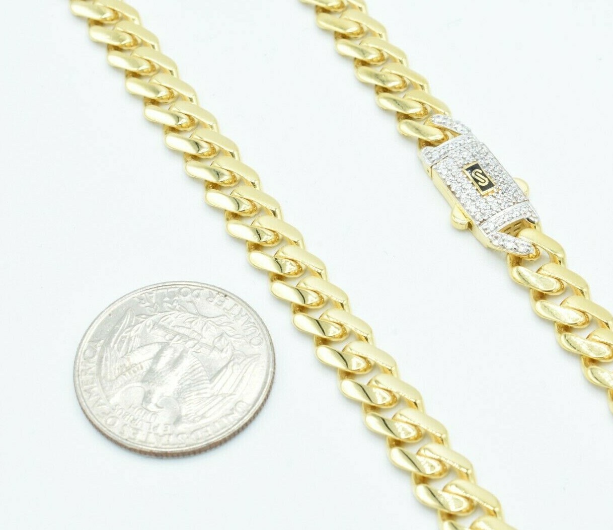 7.5mm Miami Cuban Royal Link Chain Necklace Box Clasp Real 10K Yellow Gold