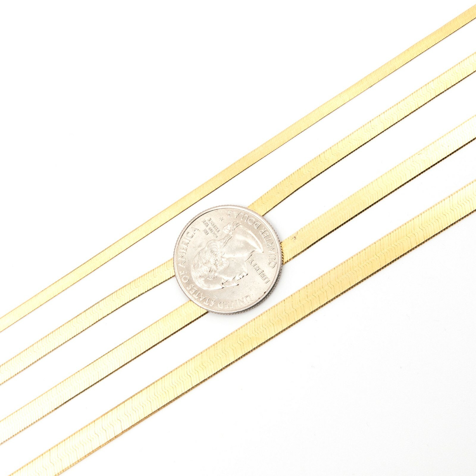 High Polished Herringbone Necklace Chain 14K Solid Yellow Gold All Sizes