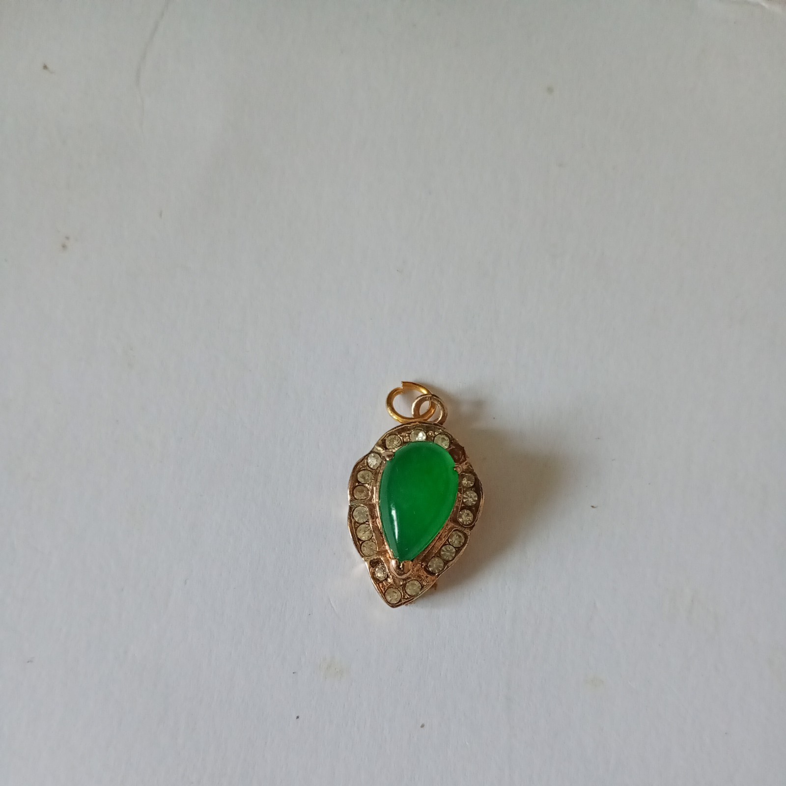 Green Jade Pendant water drop gold plated Settings