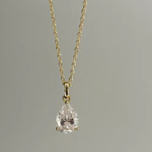 3.00Ct Pear-Cut Lab Grown Diamond Solitaire Necklace Pendant 14k Yellow Gold