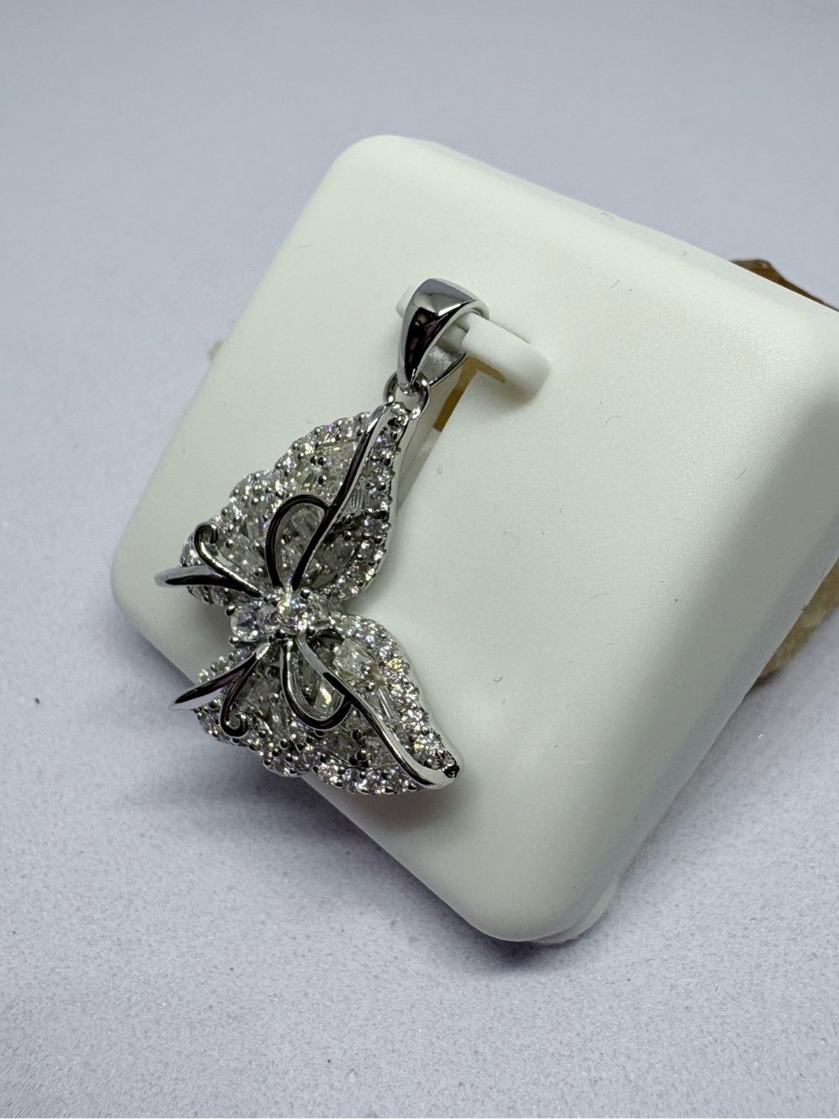 Sterling Silver 1.50CTW Moissanite Butterfly Pendant
