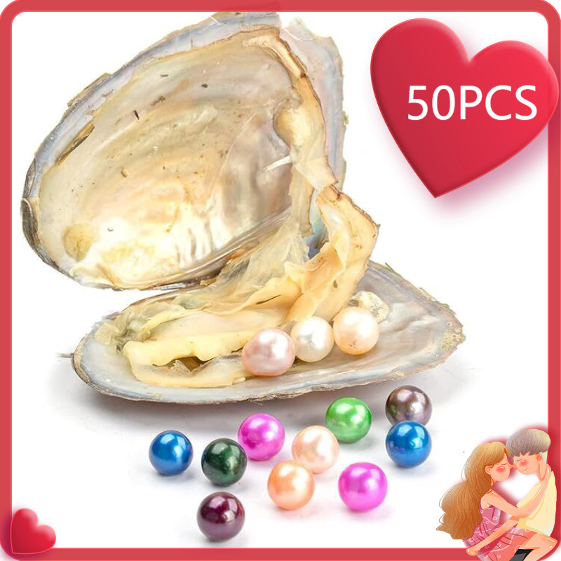 50PCS Freshwater Pearls in Oysters DIY Jewelry Gifts 7-8mm Multiple Colour New