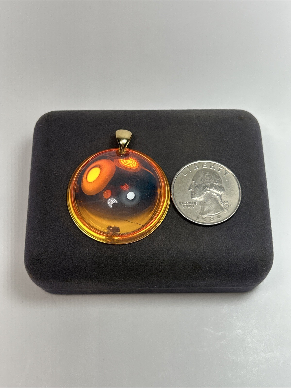 Baccarat Eclipse 18k Yellow Gold Bail Round Rainbow Crystal Pendant