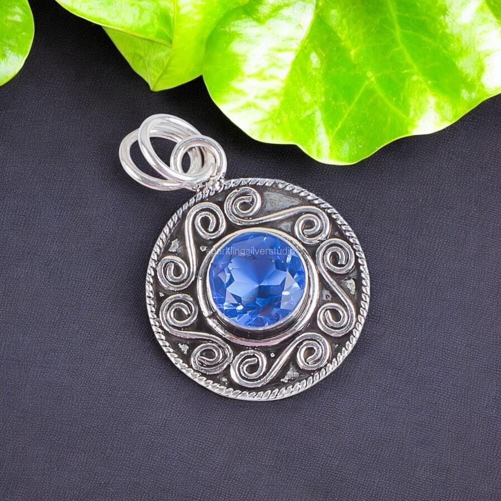 Tanzanite Gemstone Jewelry 925 Silver Handmade Pendant 1.2″ For Birthday Gifts
