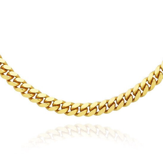 Solid 14K Yellow Gold Over Silver 2.5mm Miami Cuban Chain Necklace 16″-30″