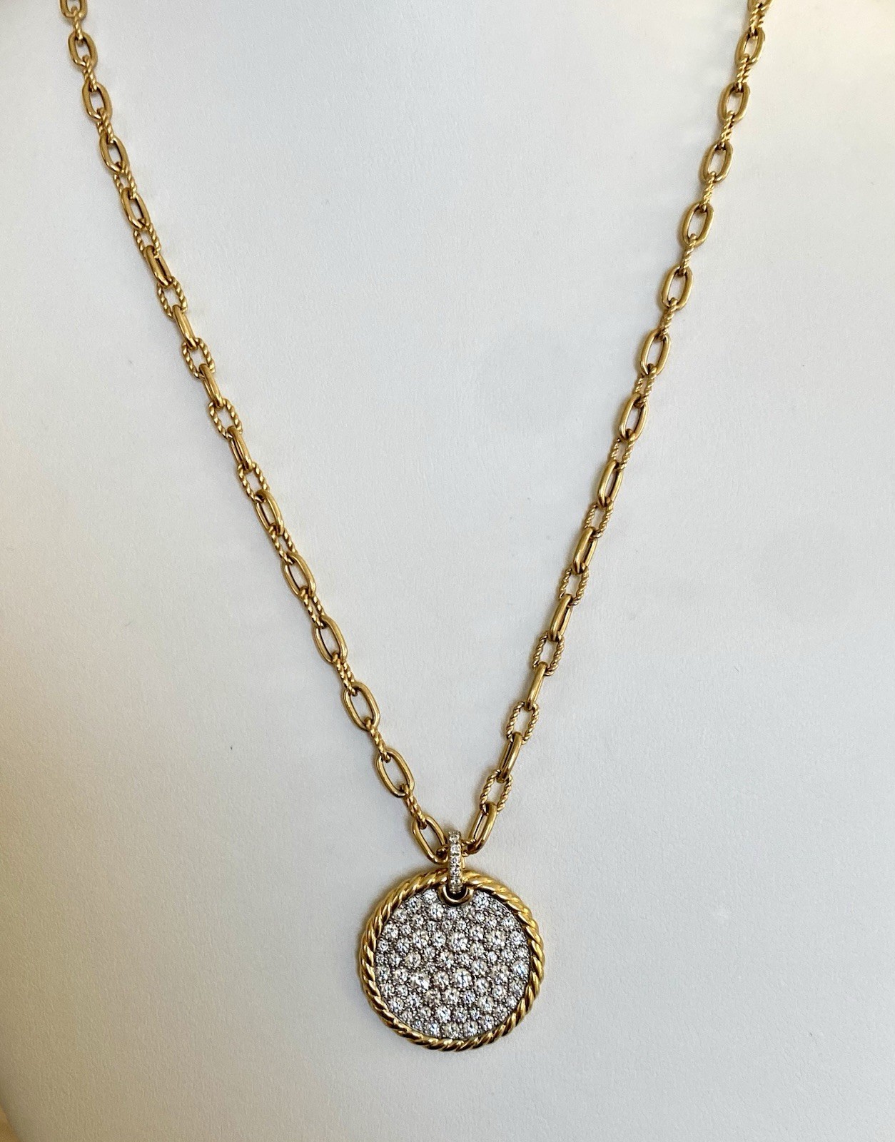 David Yurman 18K Gold Madison Necklace 3mm 18” Excellent $3950+