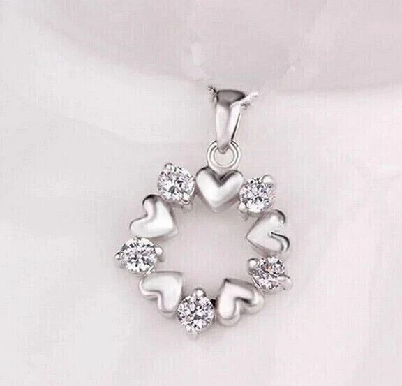 14k White Gold Plated 1.50 Ct Round Cut Lab Grown Diamond Women Heart Pendant