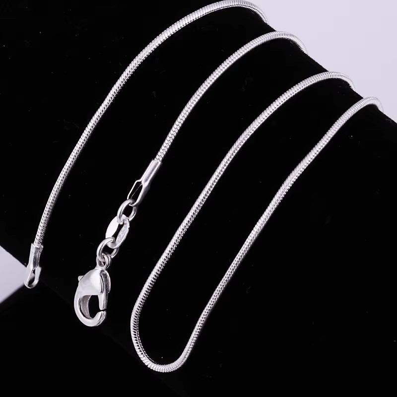 10PCS LOT Wholesale 925 Sterling Silver 16/18/20/22/24/26/28/30 Inch 1Mm Snake C