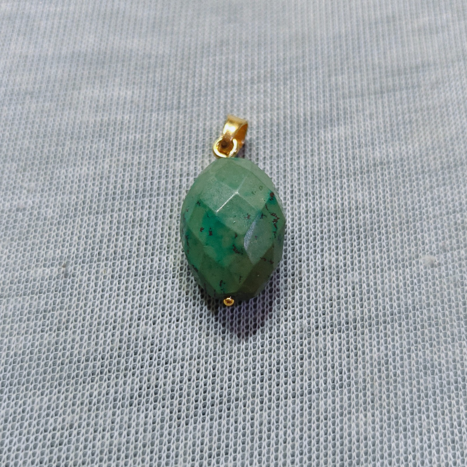 Natural Tibet Turquoise Oval Cut Beads Brass Pendant Handmade Gemstone Jewellery