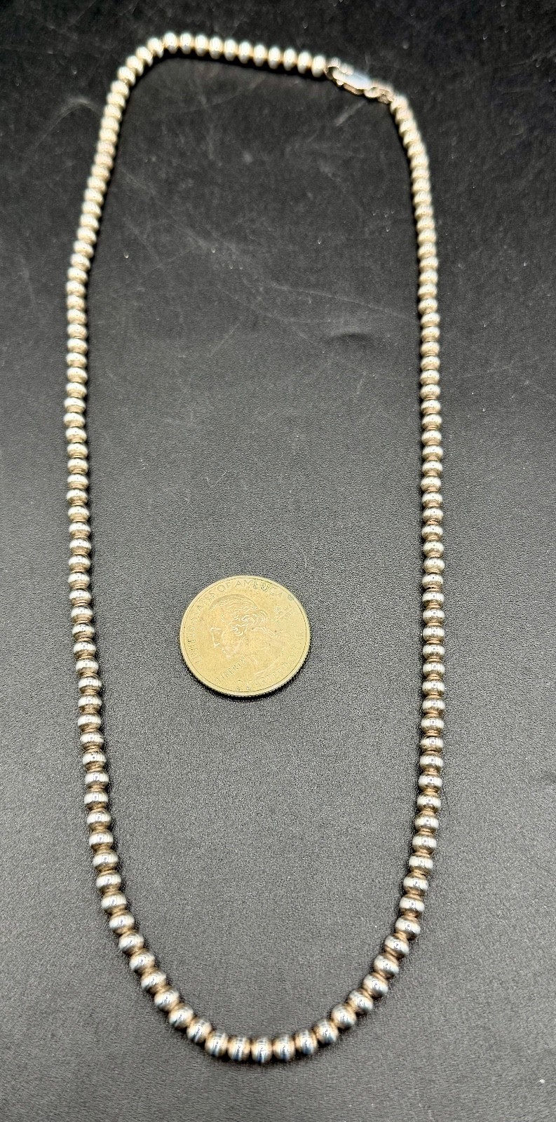 Vintage Sterling Silver 4mm Bead 20” Necklace 925 Italy 18g