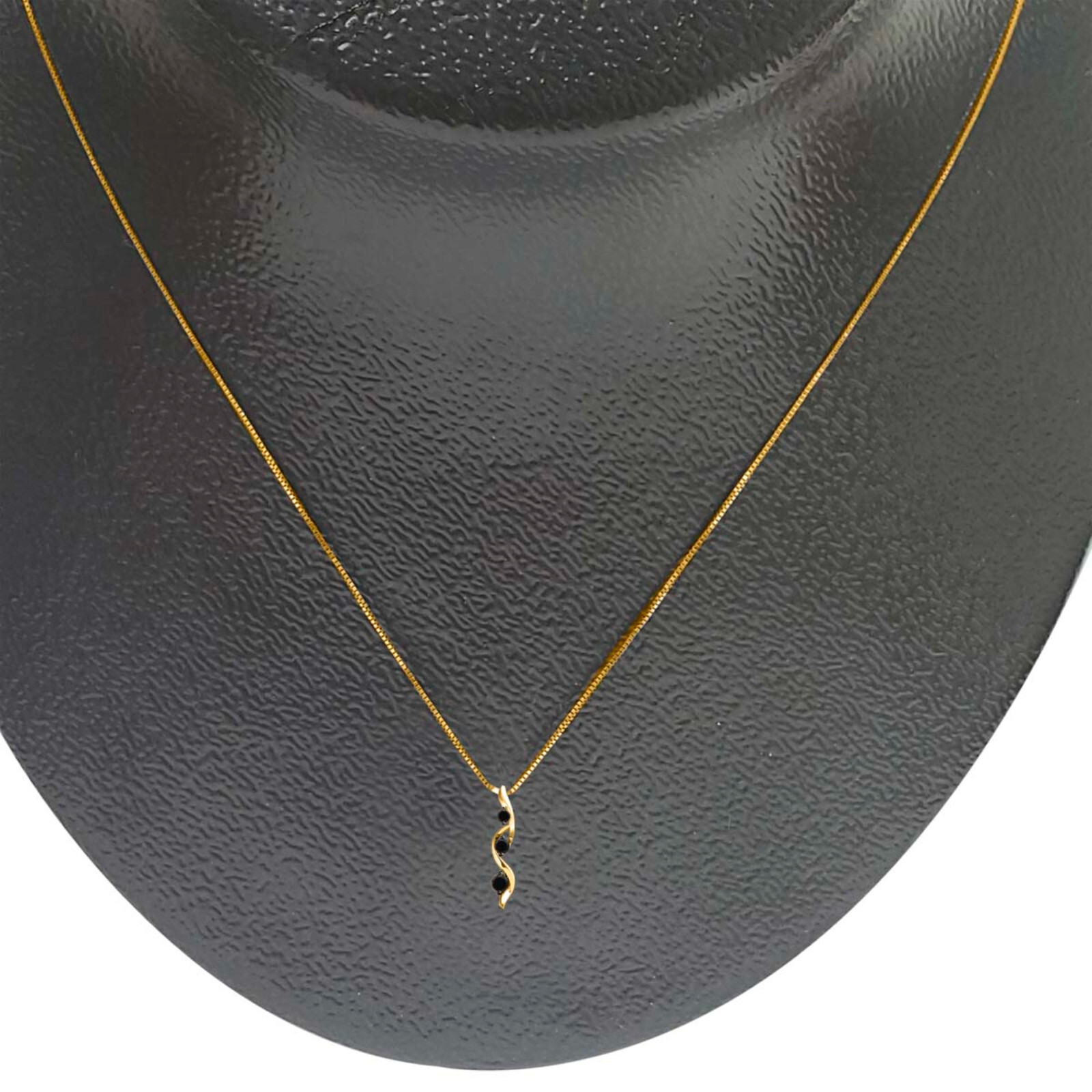 0.75Ct Natural Black Diamond& Journey Shape PendantNecklace for Women in10KGold