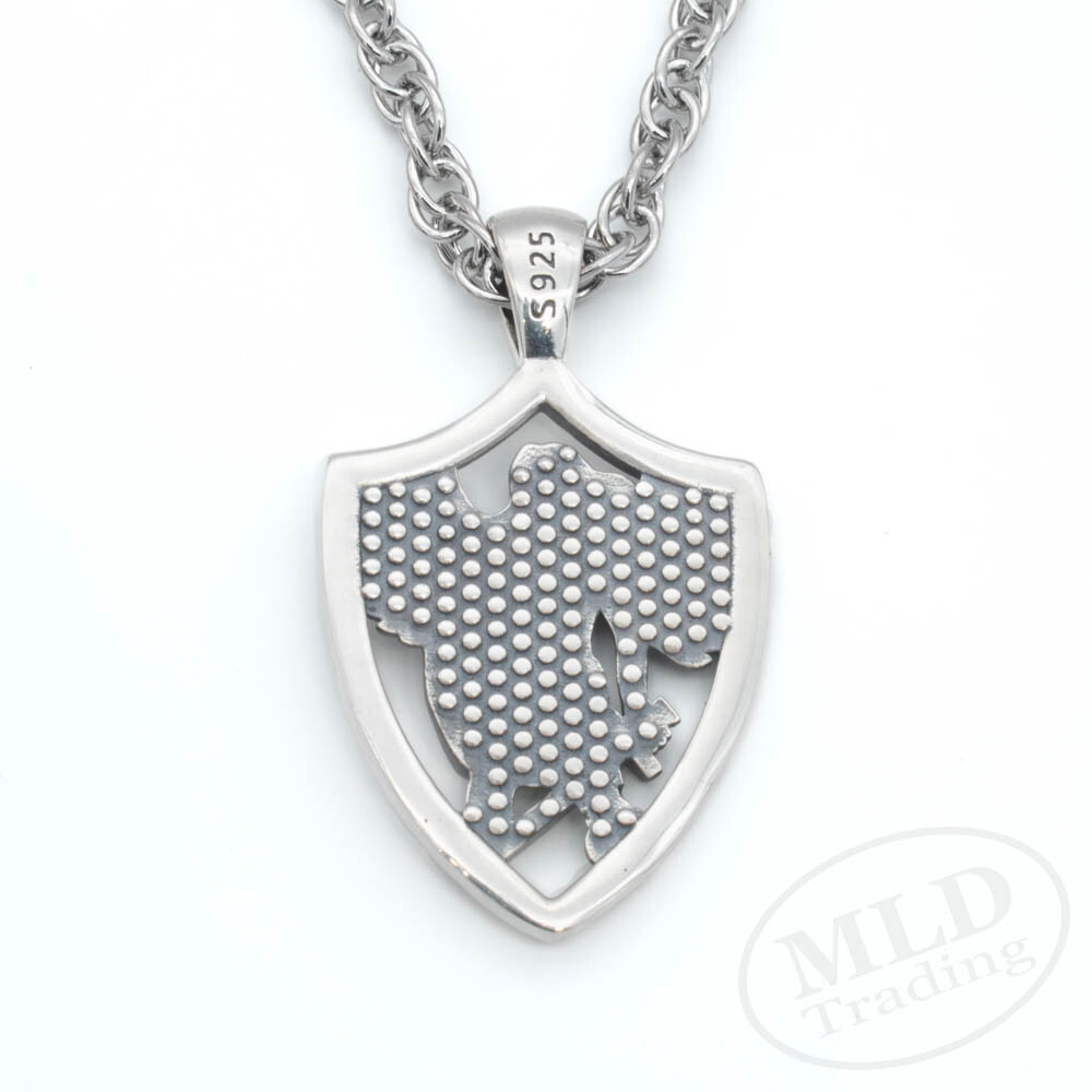MLD 925 Sterling Silver Saint St Michael Shield Pendant Necklace w/ 22″ Chain