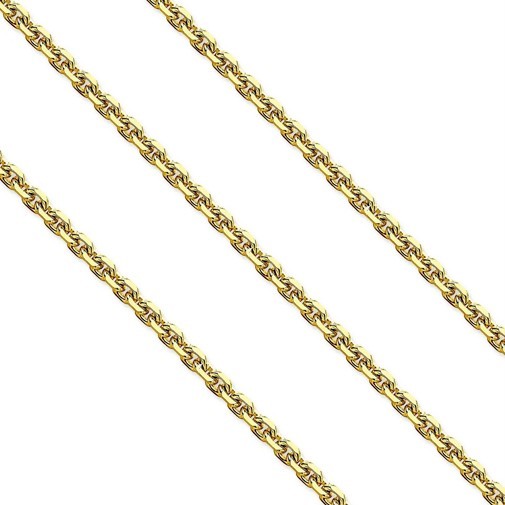 10K Yellow Gold Diamond Cut Cable Chain 1mm Wide 14 16 18 20 22 24″ Spring Ring