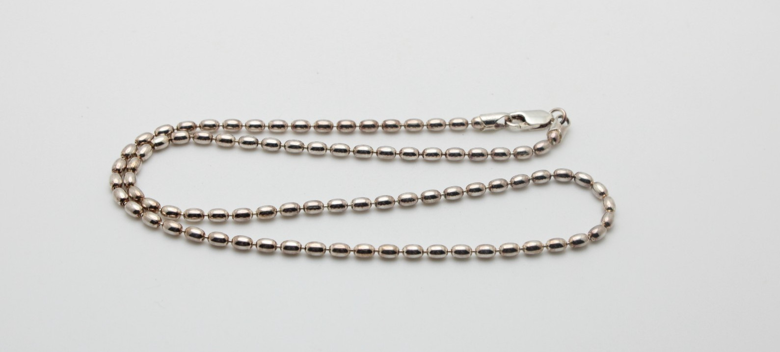 925 Sterling Silver Italy Solid 3mm Nugget Barrel Link Chain Necklace 18.25 Inch