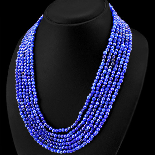 475 CTS EARTH MINED ENHANCED SAPPHIRE 6 LINE ROUND BEADS NECKLACE (RS)