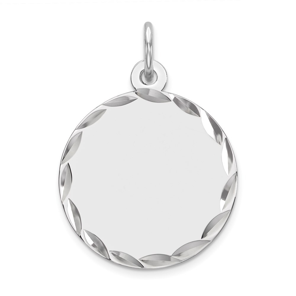 Sterling Silver Engraveable Round Polish Front/Satin Back Disc Charm Pendant