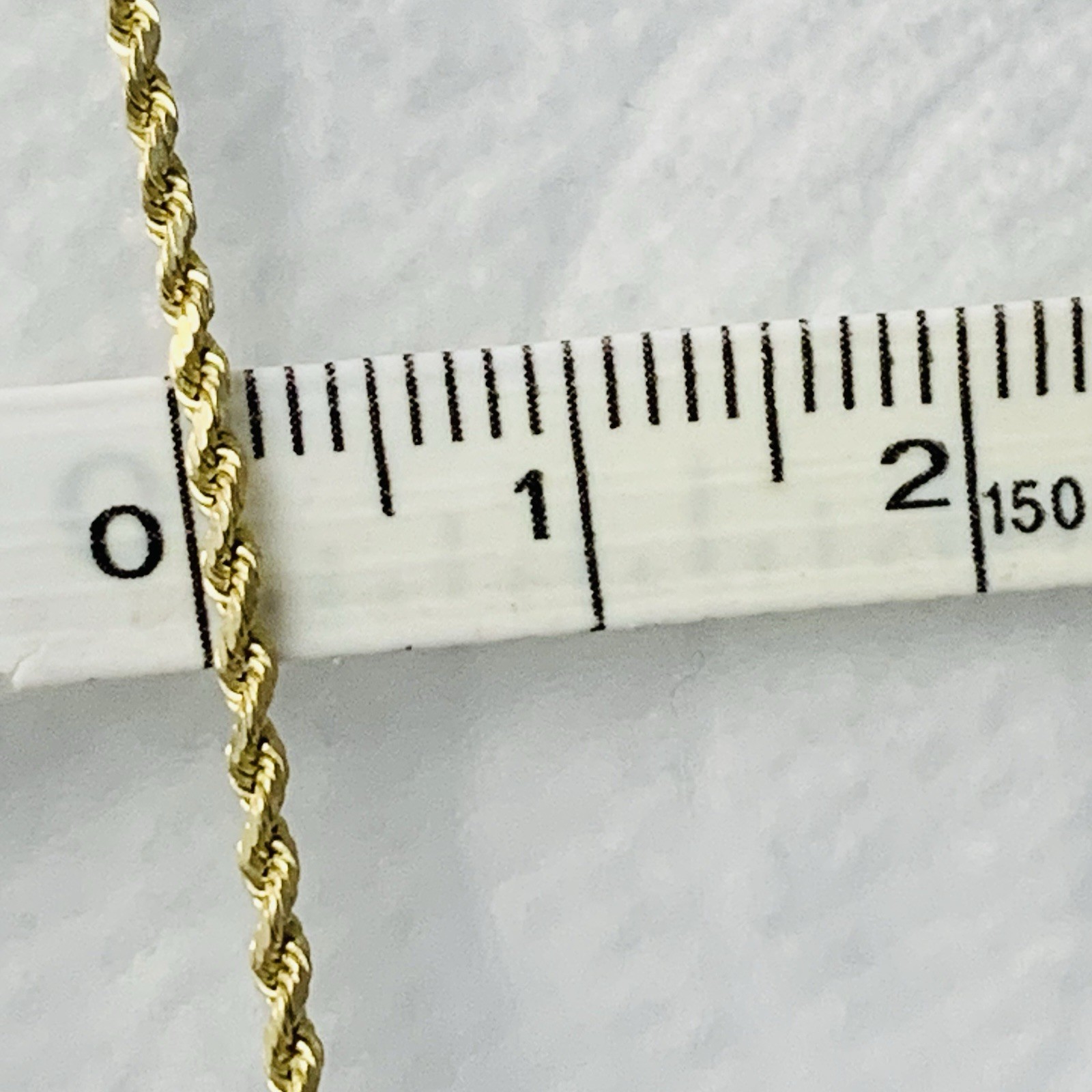 Solid 10k Yellow Gold Necklace Rope Chain Diamond Cut Sparkle 3.43gr ~1.5mm 18”