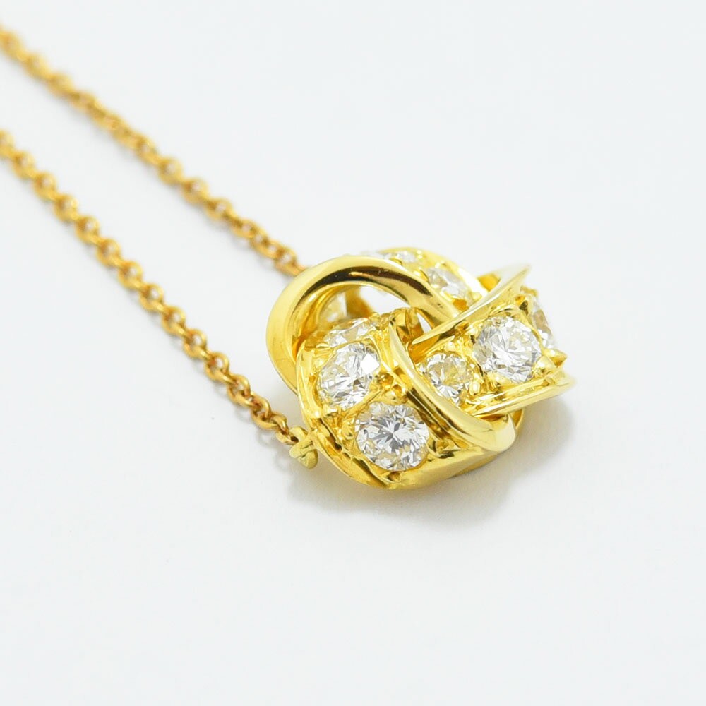 Tiffany & Co. Necklace Diamond Pendant K18 Yellow Gold Chain 40cm 16” Ladies