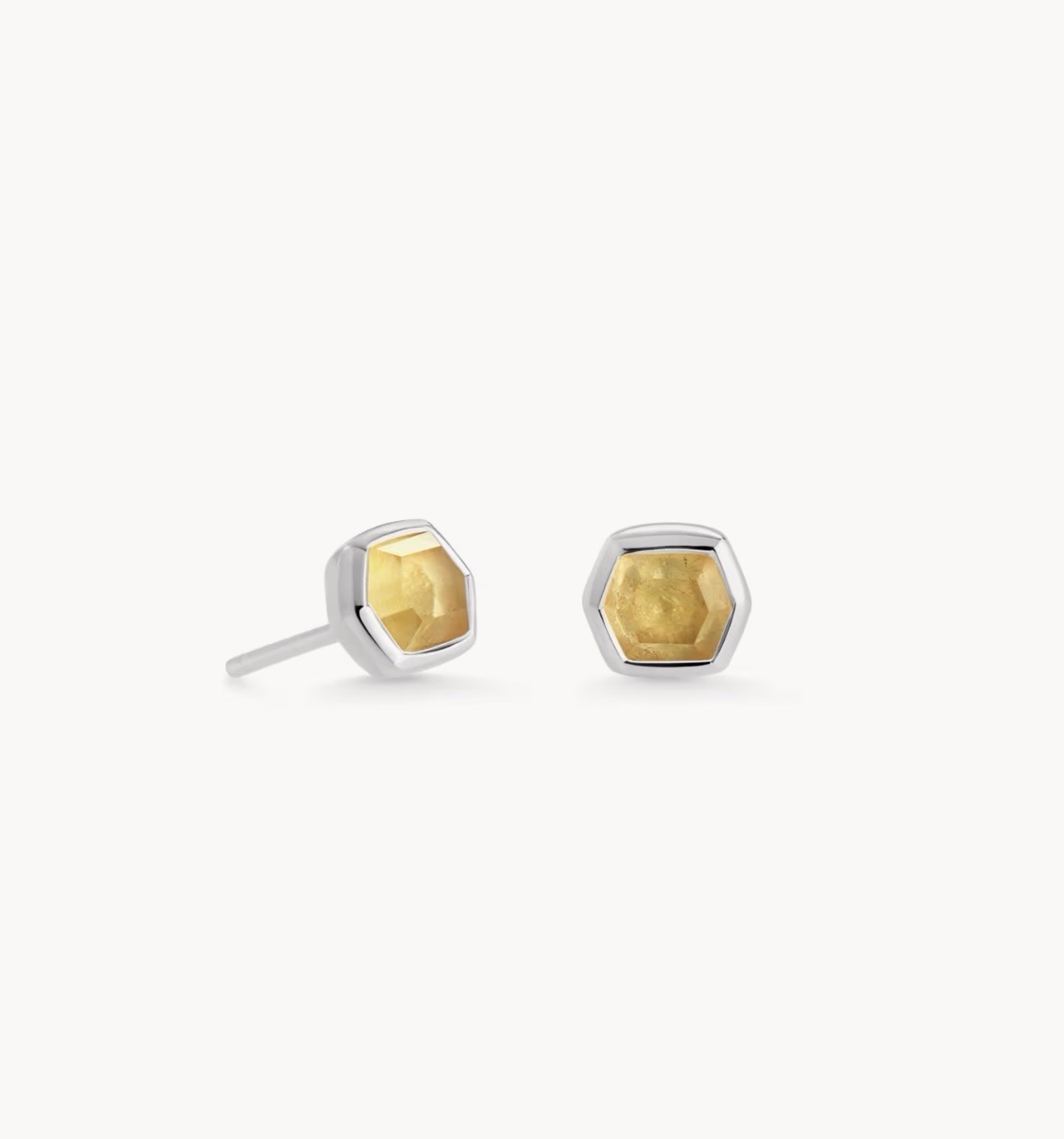 Kendra Scott Davie Sterling Silver Stud Earrings Light Citrine – New In Box