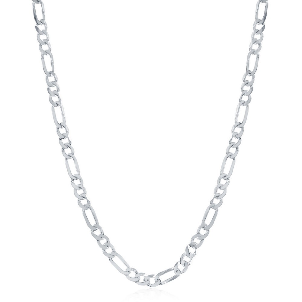 Sterling Silver 4.2mm Figaro Chain – Rhodium Plated