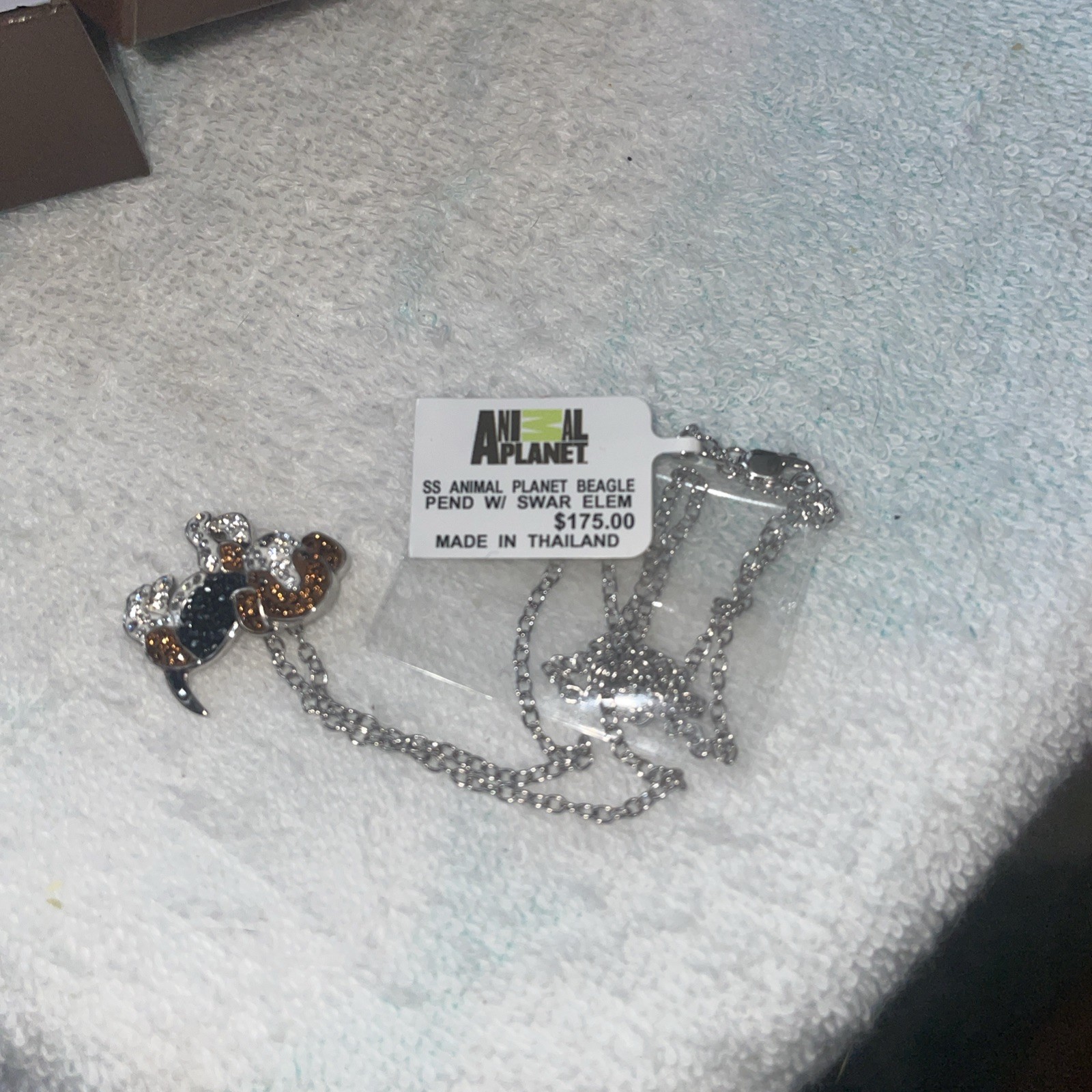 Animal Planet Rhinestone Crystal Beagle Dog Sterling Silver 925 Pendant Necklace