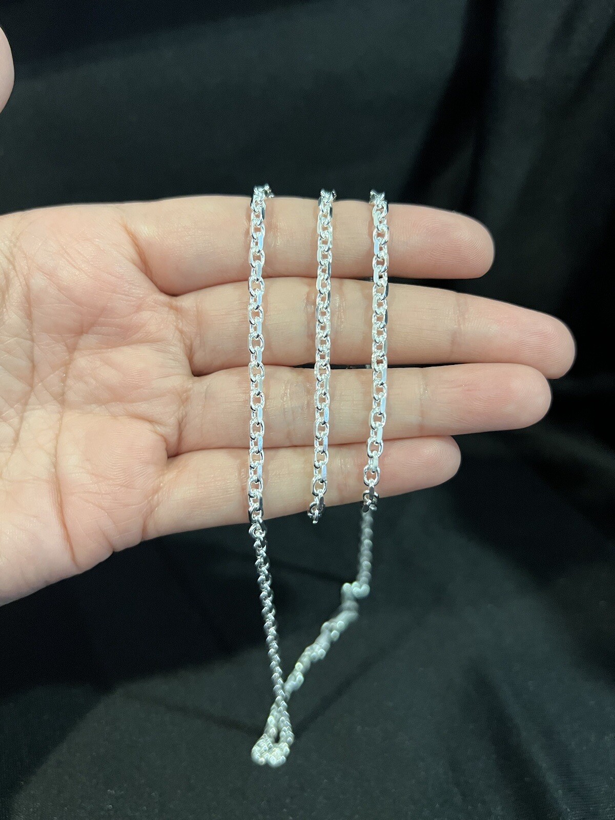 925 Sterling Silver Womens Men Unique Anchor Forz Oval Paper Clip Link Chain 22″