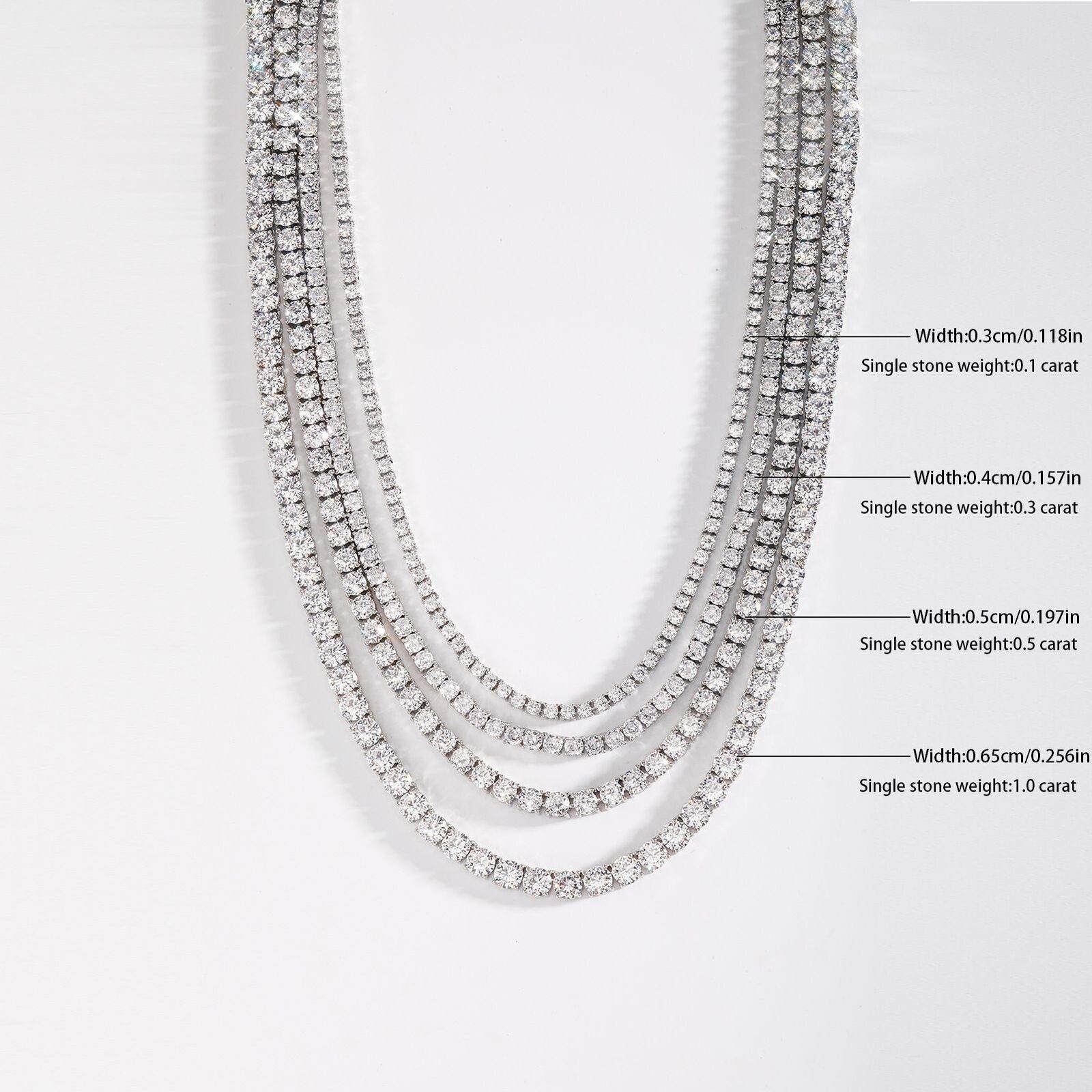 3-6.5mm Moissanite Tennis Chain Necklace -VVS D- 925 Sterling Silver Wholesale!!