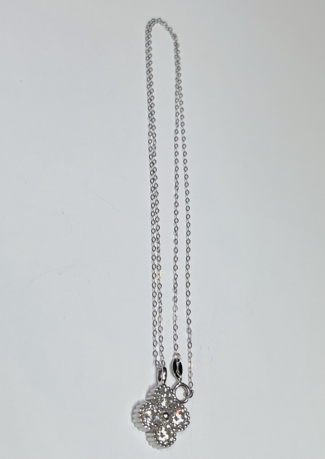 925 Sterling Silver Bling Bling 2 CTW VVS1 Clover Moissanite Pendant Necklace
