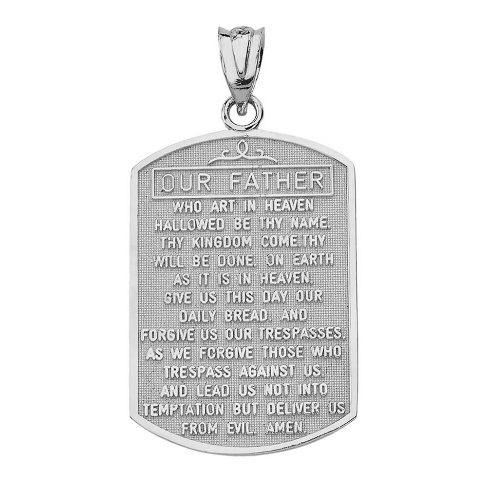 Sterling Silver Our Father Prayer Pendant Necklace