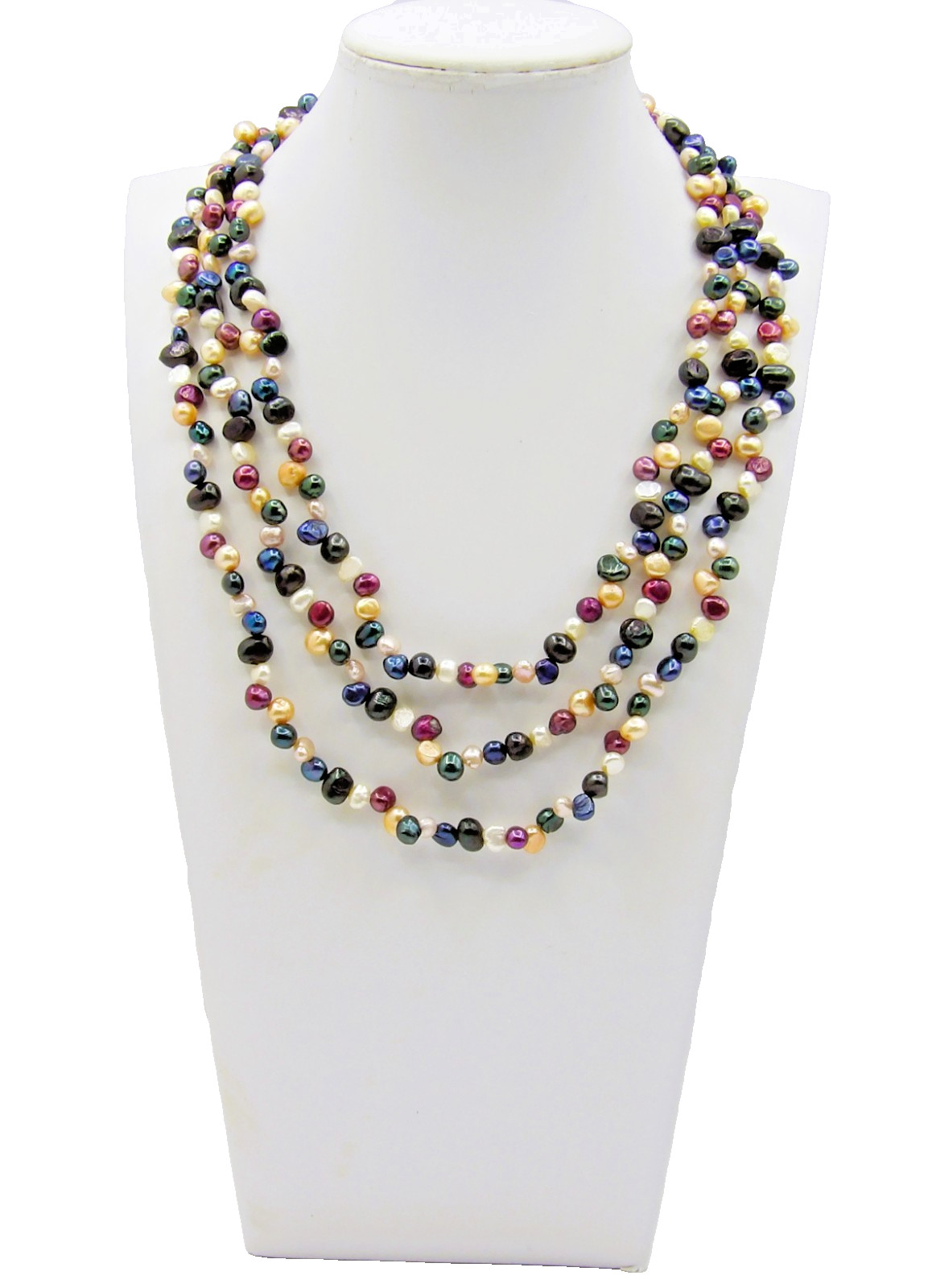 17 inches long Layered Multicolor Pebble Genuine Freshwater Pearl Necklace NK979