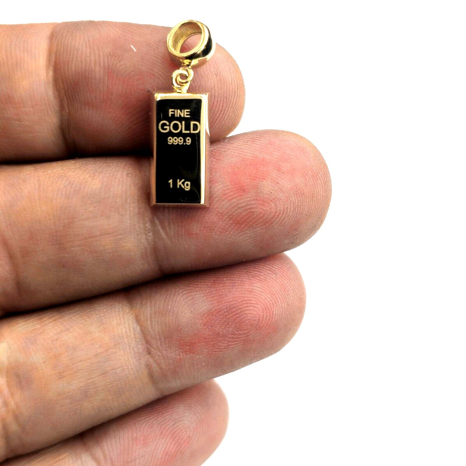 14k Yellow Gold Tiny 999.9 fine gold bar brick bar 1kg Pendant Charm Gift 2.2g