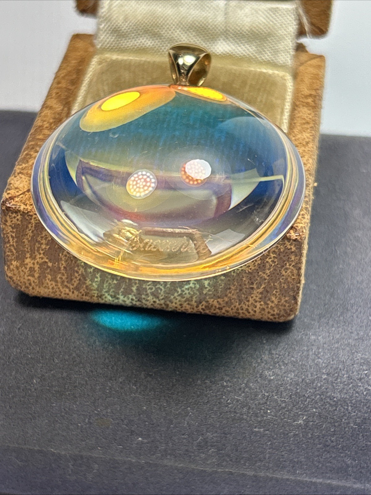 Baccarat Eclipse 18k Yellow Gold Bail Round Rainbow Crystal Pendant