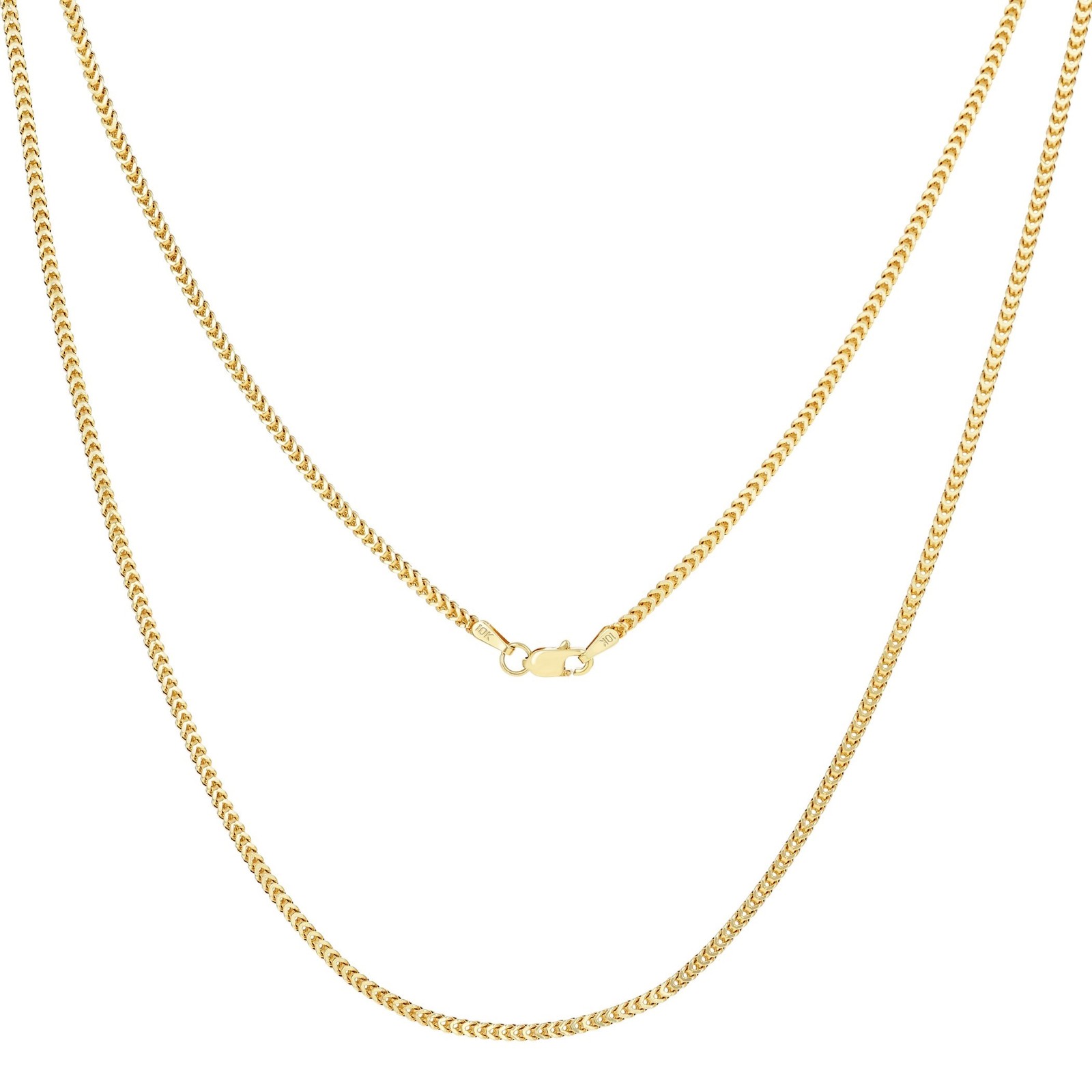 10K Yellow Gold 2mm Franco Box Wheat Foxtail Chain Necklace Mens Womens 16″- 30″