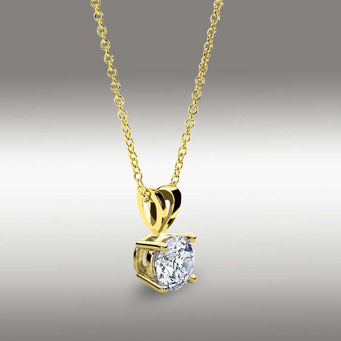 1 Ct Round Brilliant Cut GRA MOISSANITE 16+2″ Solid 14k Yellow Gold Necklace NEW