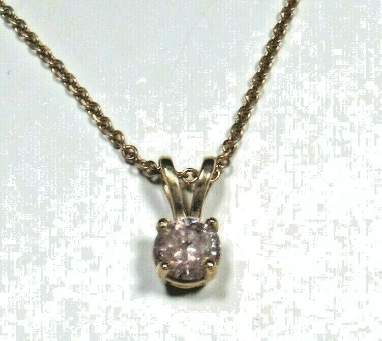 14k Rose Gold Diamond Necklace .42ct Pink Natural Diamond!! #ANT200