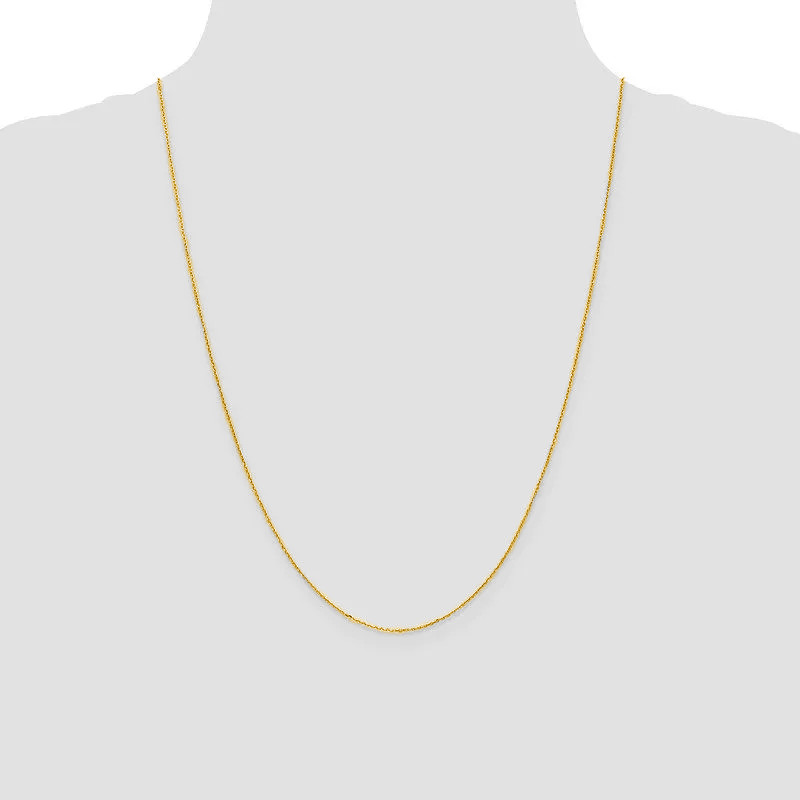 14K Yellow Gold Diamond Cut Cable Chain .85mm Wide Spring Ring 16 18 20 22 24″