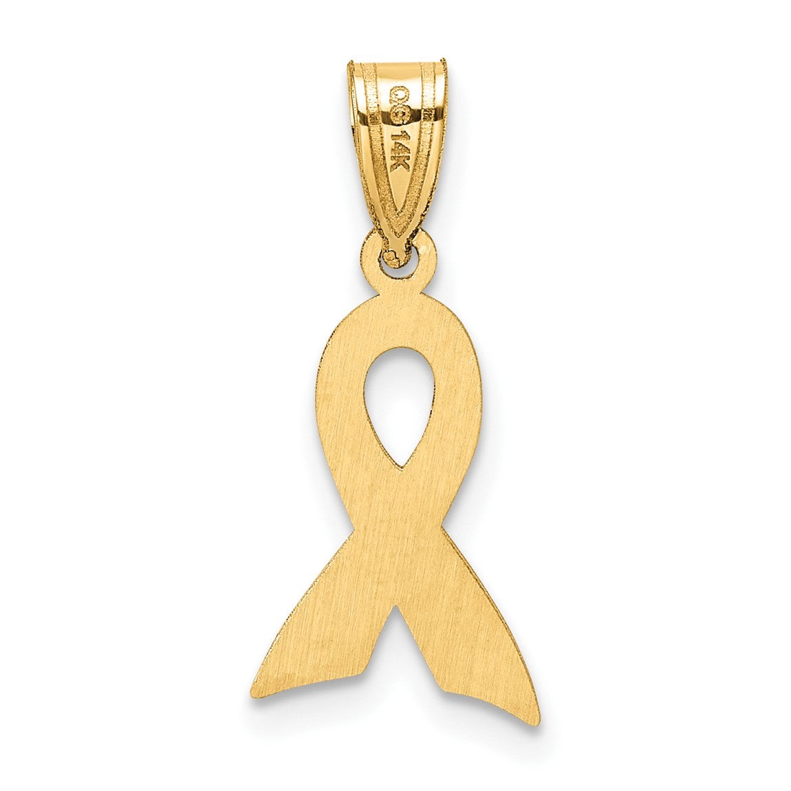14k Yellow Gold Small Enameled Awareness Ribbon Pendant