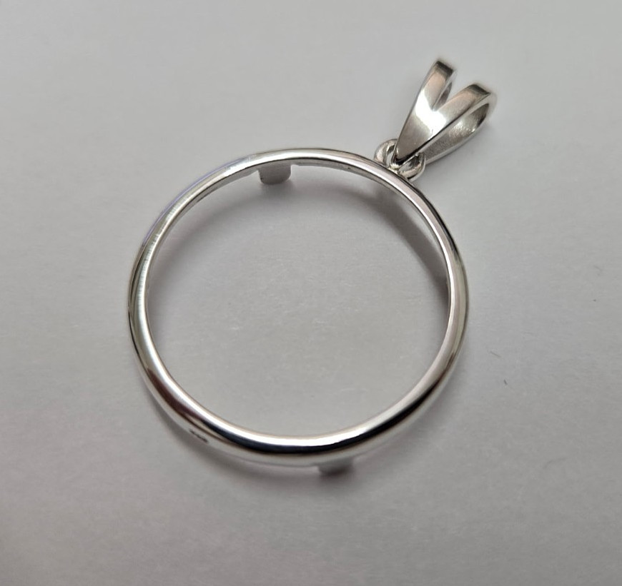 925 Sterling Silver Square Edge Nickel Coin Bezel Pendant 21mm Prong Back