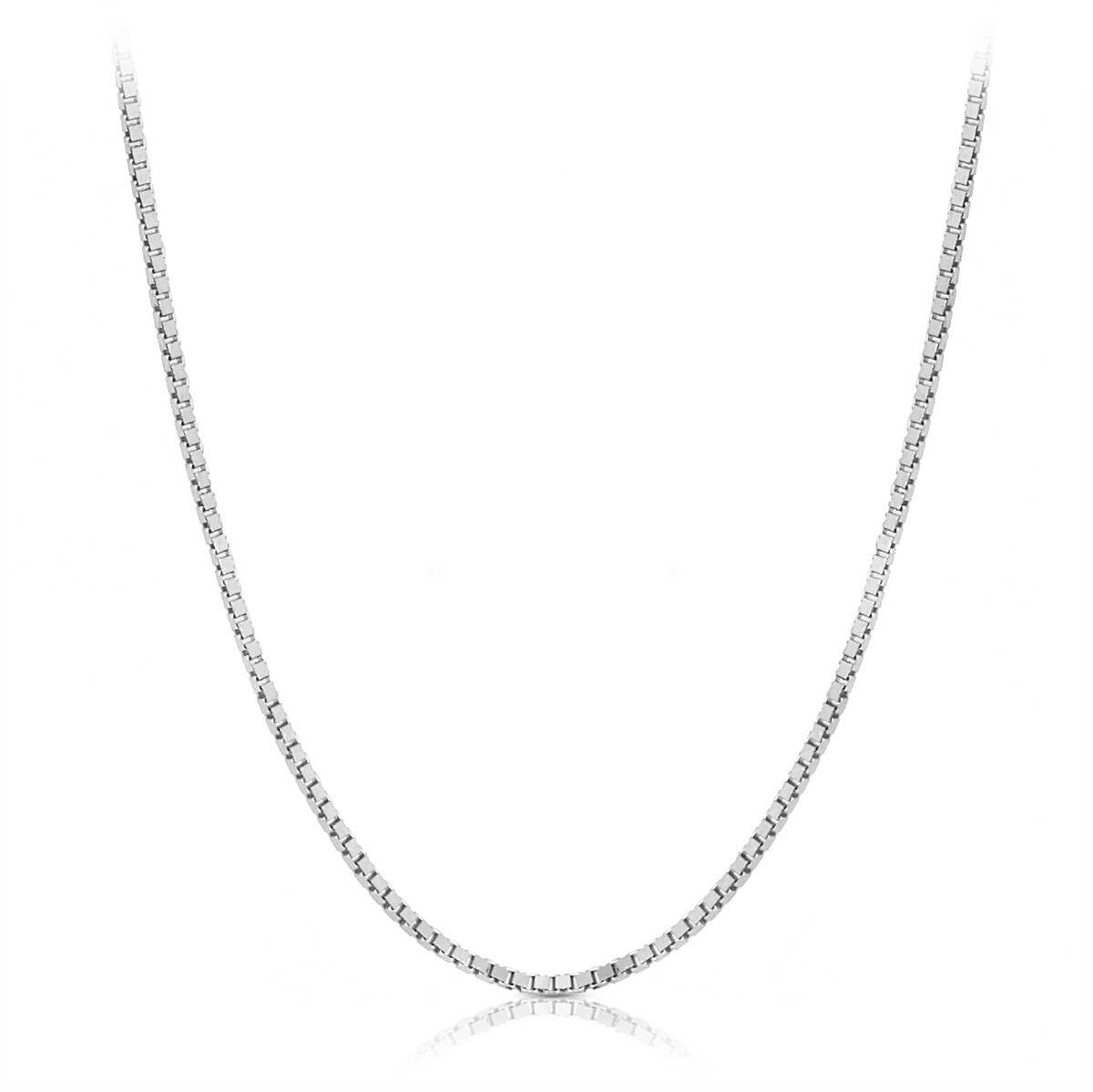 10k White Gold Classic Box Chain Necklace 0.45mm Width 16″-20″ Inch Length