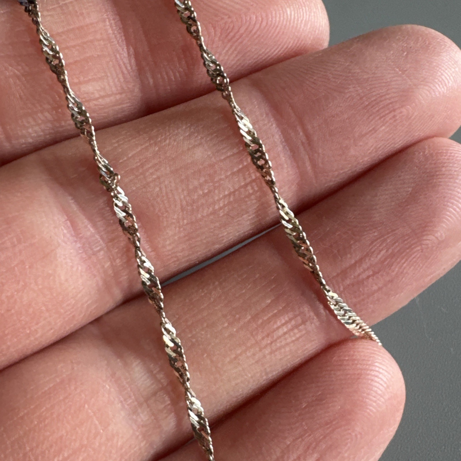 ITALY Sterling Silver 925 Twisted Curb Singapore Chain Necklace – 2mm Wide – 18”