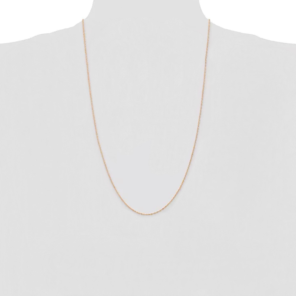 14K Rose Gold Singapore Chain 1.1mm wide Sparkling Necklace Spring Ring Clasp