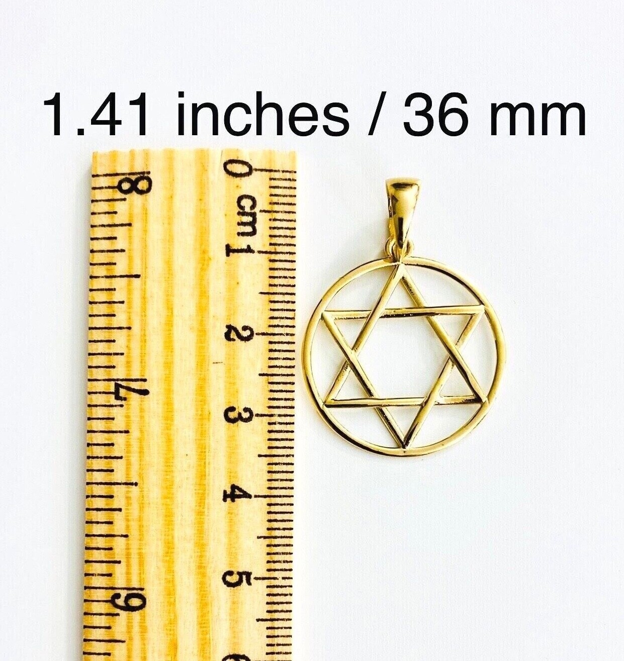 14k Solid Gold Star of David Pendant, 14K Real Solid Gold Star of David- T037