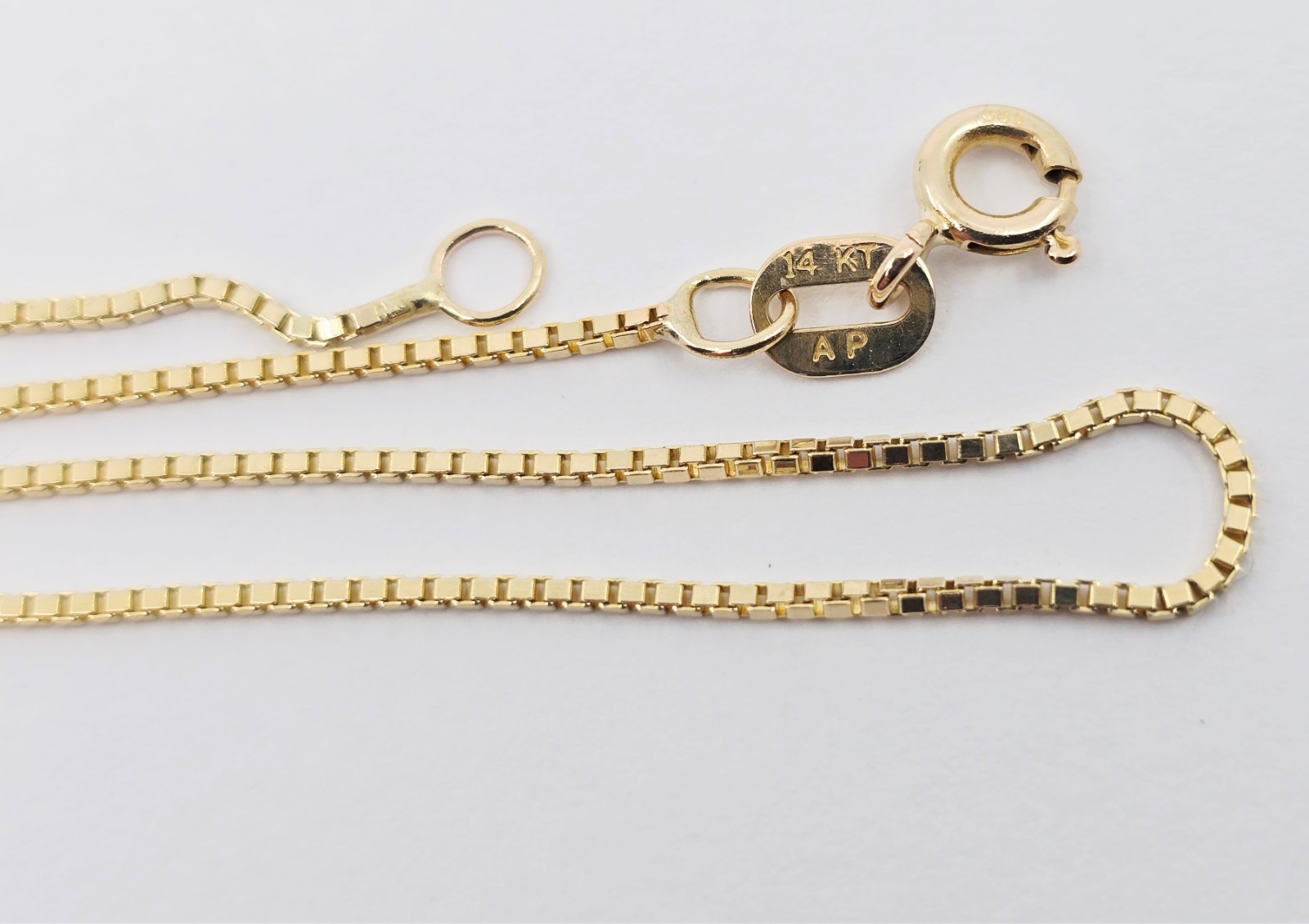 Unique 14K Karat Solid Yellow Gold Designer Box Link Chain Necklace – 17.50″ L