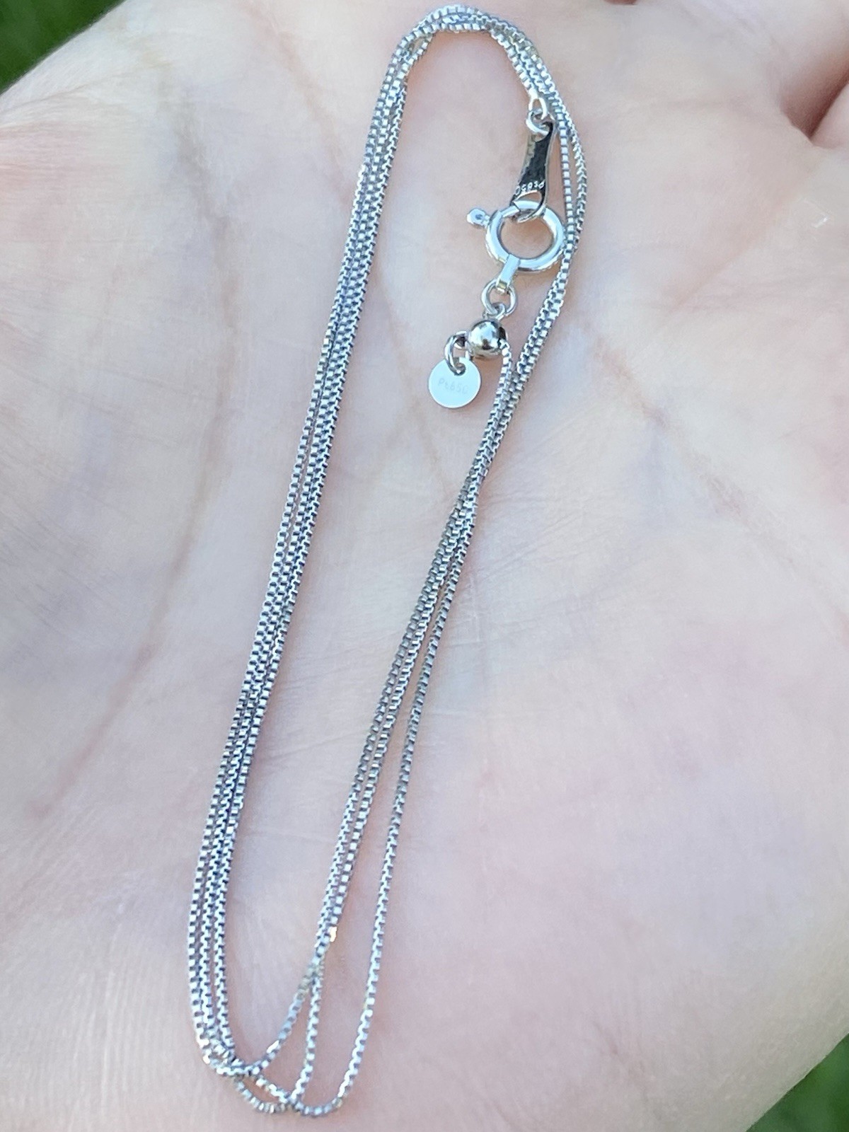 New Solid Platinum Box Chain Necklace – 18 Inches, 1.52 Grams